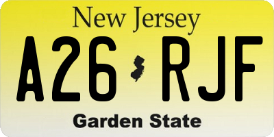 NJ license plate A26RJF
