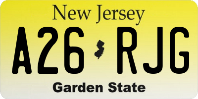 NJ license plate A26RJG