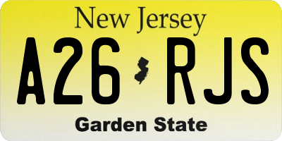 NJ license plate A26RJS
