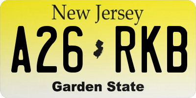 NJ license plate A26RKB