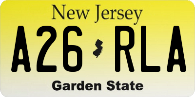 NJ license plate A26RLA