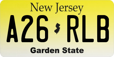 NJ license plate A26RLB