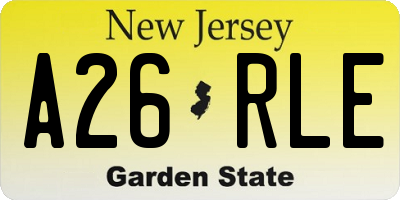 NJ license plate A26RLE