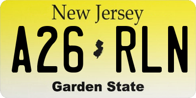 NJ license plate A26RLN