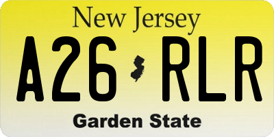 NJ license plate A26RLR