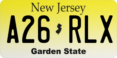 NJ license plate A26RLX