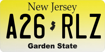NJ license plate A26RLZ