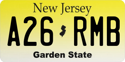 NJ license plate A26RMB