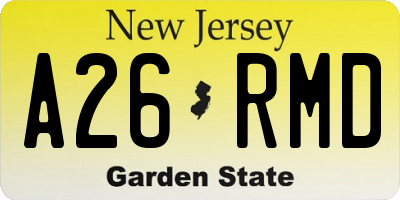 NJ license plate A26RMD