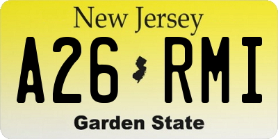 NJ license plate A26RMI