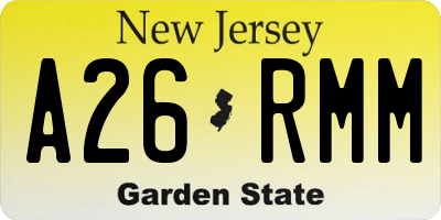 NJ license plate A26RMM