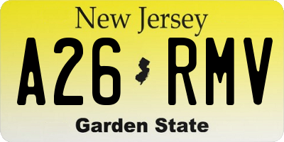 NJ license plate A26RMV