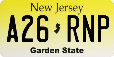NJ license plate A26RNP