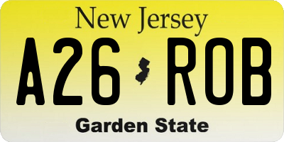 NJ license plate A26ROB