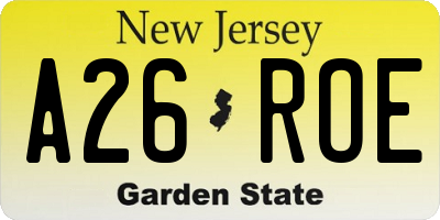 NJ license plate A26ROE