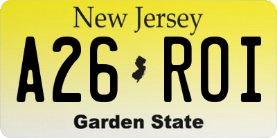 NJ license plate A26ROI