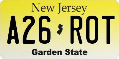 NJ license plate A26ROT