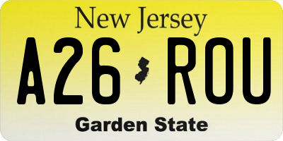 NJ license plate A26ROU
