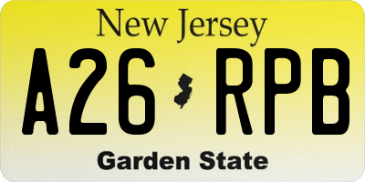 NJ license plate A26RPB