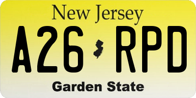 NJ license plate A26RPD