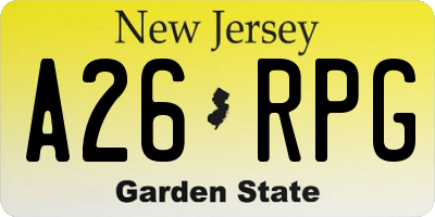 NJ license plate A26RPG