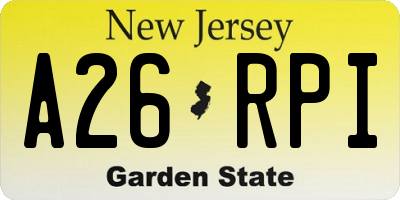 NJ license plate A26RPI