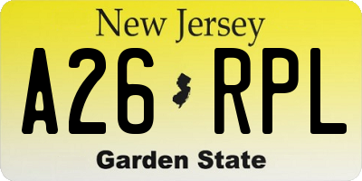 NJ license plate A26RPL