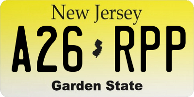 NJ license plate A26RPP