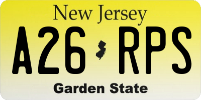 NJ license plate A26RPS