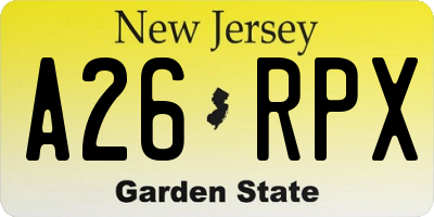 NJ license plate A26RPX