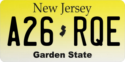 NJ license plate A26RQE