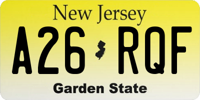 NJ license plate A26RQF
