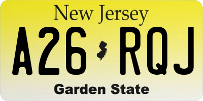 NJ license plate A26RQJ