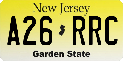 NJ license plate A26RRC