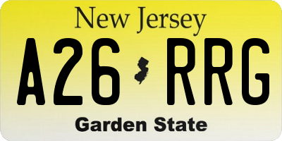 NJ license plate A26RRG