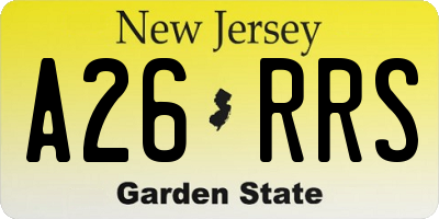 NJ license plate A26RRS