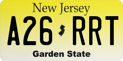 NJ license plate A26RRT