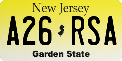 NJ license plate A26RSA