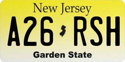 NJ license plate A26RSH