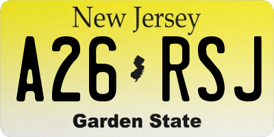 NJ license plate A26RSJ