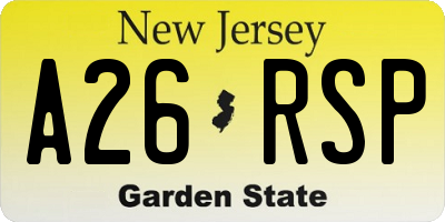 NJ license plate A26RSP