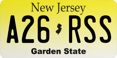 NJ license plate A26RSS