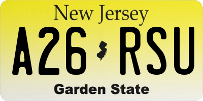 NJ license plate A26RSU