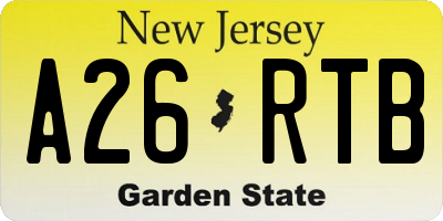 NJ license plate A26RTB