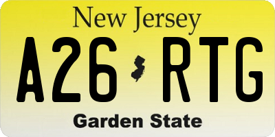 NJ license plate A26RTG