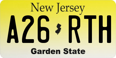 NJ license plate A26RTH