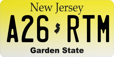 NJ license plate A26RTM
