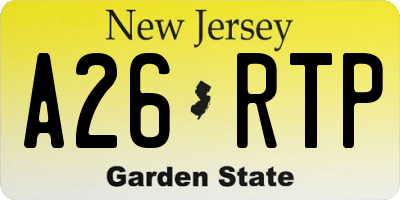 NJ license plate A26RTP