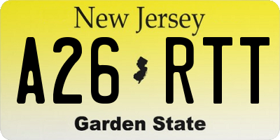 NJ license plate A26RTT
