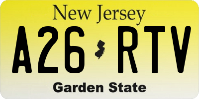 NJ license plate A26RTV